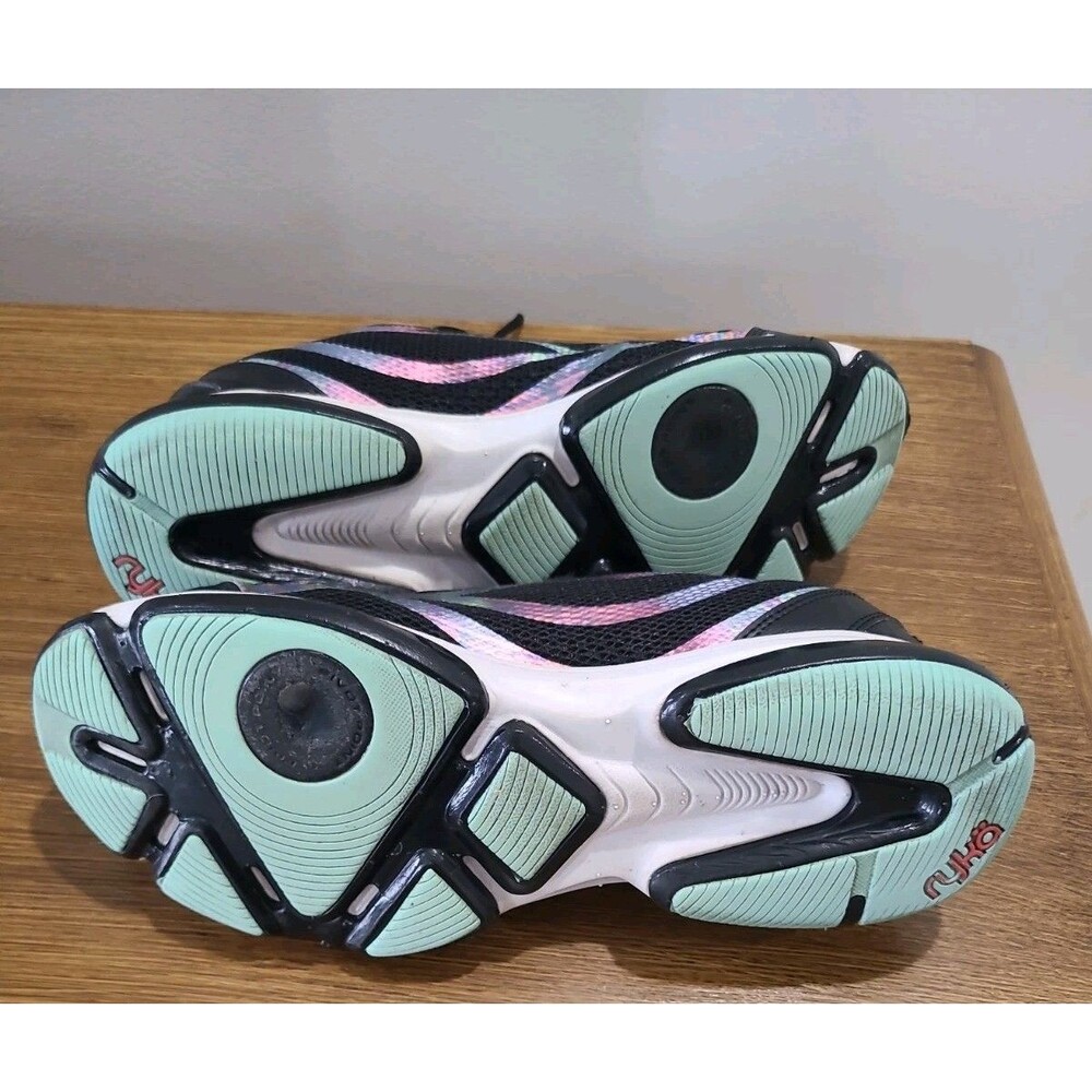 EUC Ryka Devotion XT Womens Sz 9  Black Pink Iridescent Striping Athletic Shoes - Picture 5 of 6